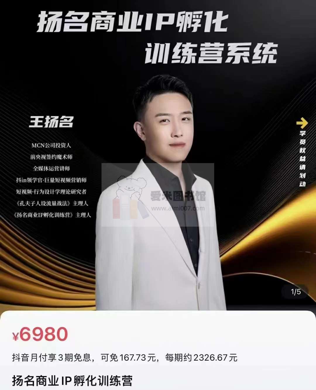王扬名商业IP孵化训练营【23版】