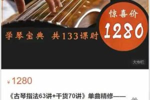 《古琴指法63讲+干货70讲》单曲精修——全国古琴大赛金奖冠军子博亲授，古琴线上教学视频课