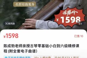 浙派樵叔古琴教学-陈成勃老师亲授古琴零基础小白到六级精修课程(附全套电子曲谱)