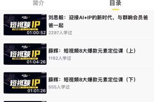 2025群响流量大课：短视频IP 专题技能课