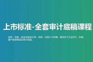 肖恩 上市标准-全套审计底稿课程（2.0版完结）（62节）