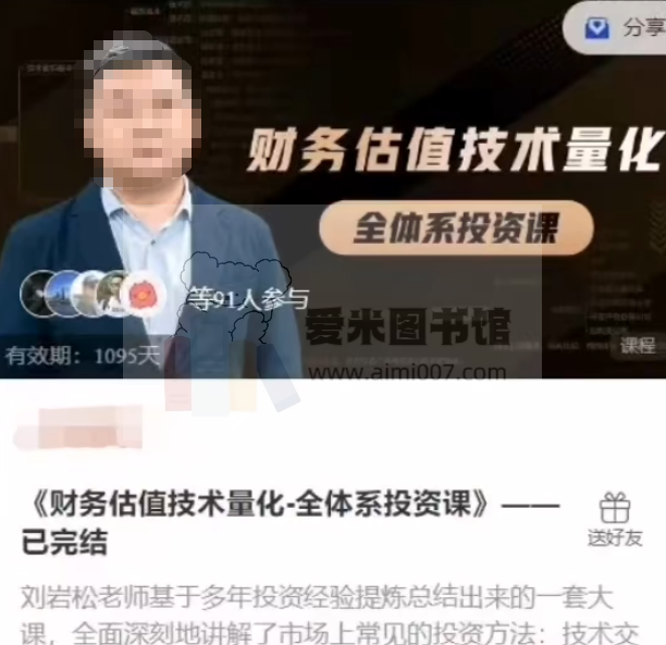 岩松线上全体系投资课《财务估值技术量化-全体系投资课》——已完结